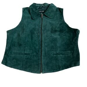 Vintage Hunt Club Suede Leather Vest, Sz. 14, Green